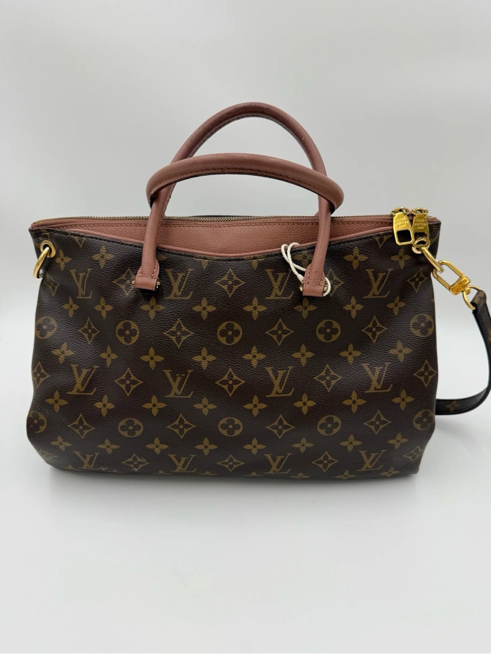 Louis Vuitton Monogram Canvas Satchel with Brown Trim and Gold Hardware